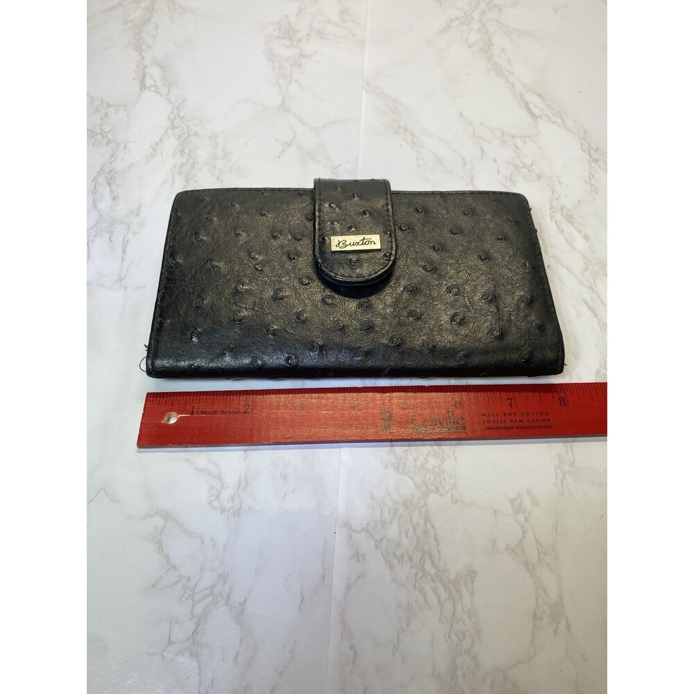 Vintage Made In Canada Buxton Black Color Ostrich  Leather Wallet